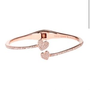 RARE Kate Spade Rose Gold yours truly Heart Accent open cuff Bracelet
